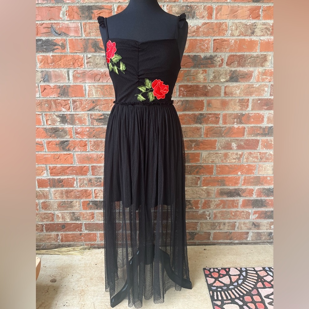 Honey and Rosie Rose Embroidered Long Dress - Picture 2 of 14